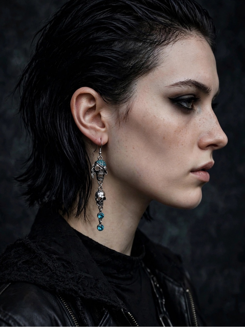 New Skull Dangle Earrings 925 Silver Hooks For Women E089